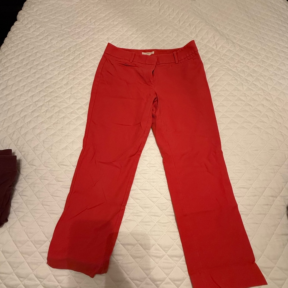 Red Straight-Leg Pants